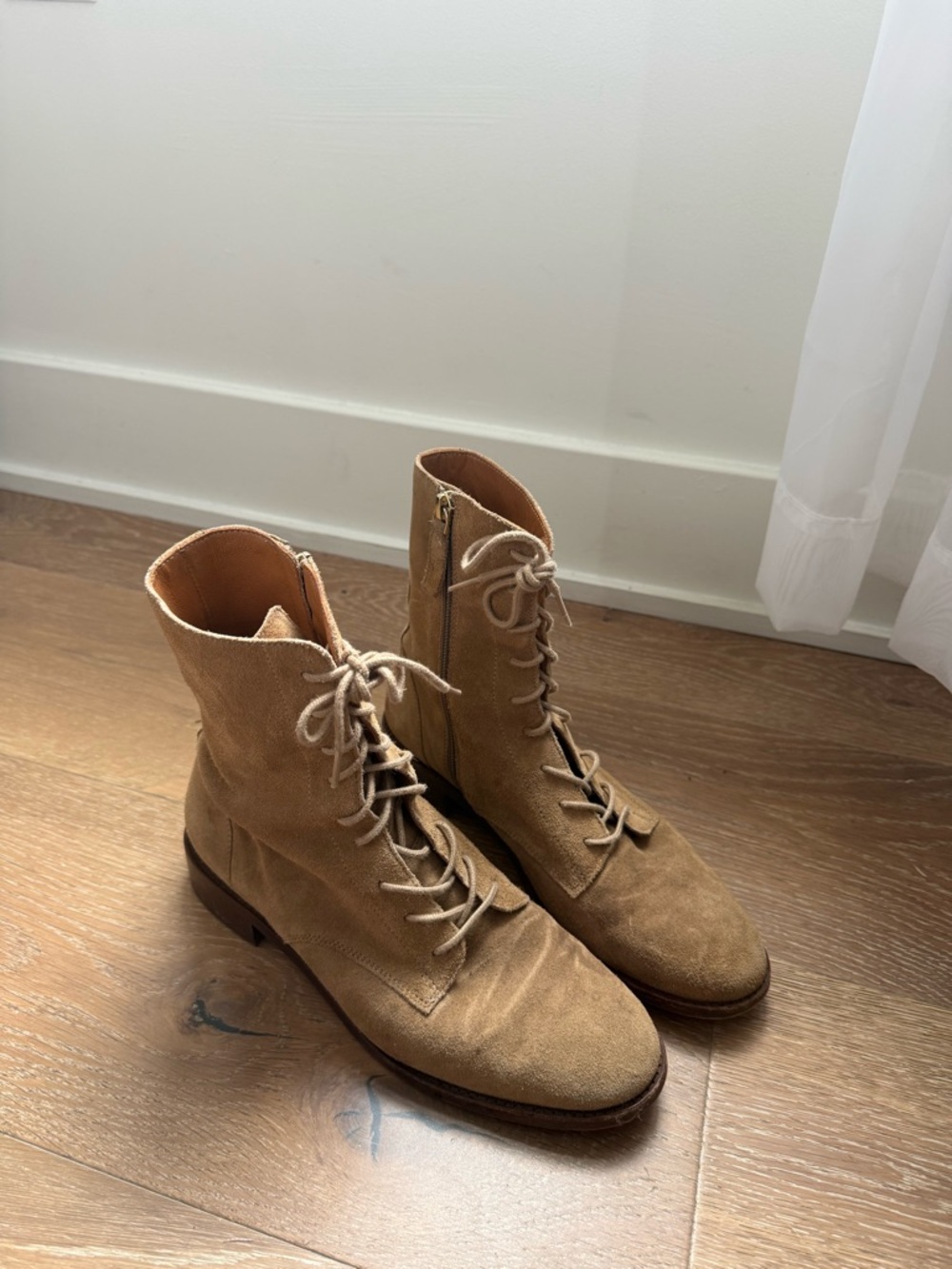 Sezane Suede Lace-Up Ankle Boots Size 8